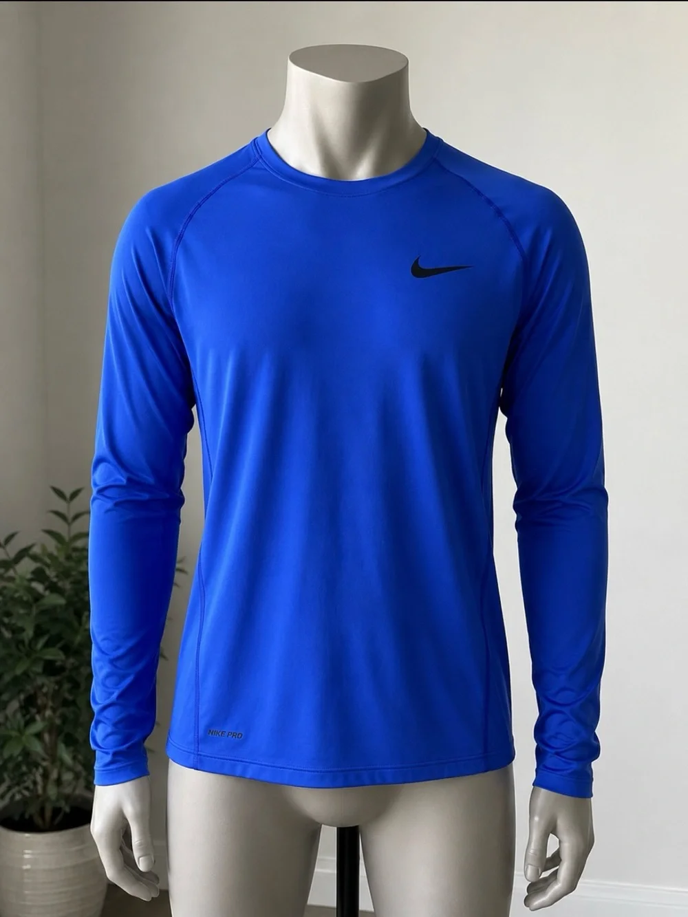 Nike Men’s Long Sleeve Swim Rash Guard - Cobalt Blue with Black Swoosh